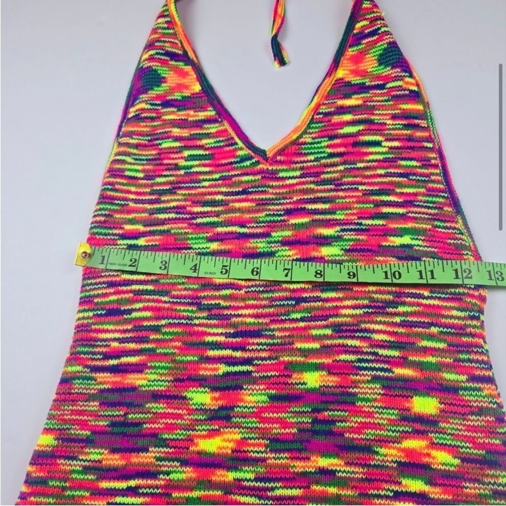 Princess Polly Adele Halter Mini Dress Rainbow Knit Women's size 4 - Picture 2 of 7